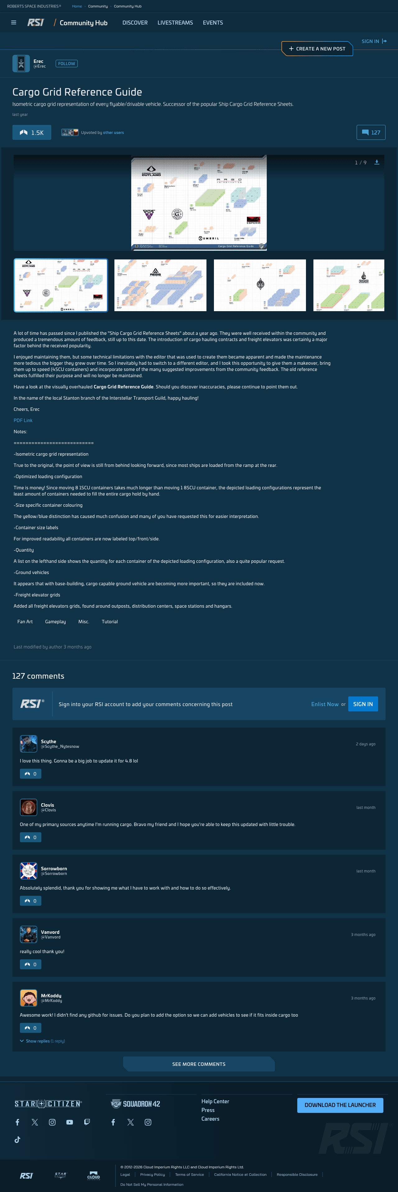 Community Hub cargo grid gallery screenshot showing a different ship hold layout and stacked container placements
