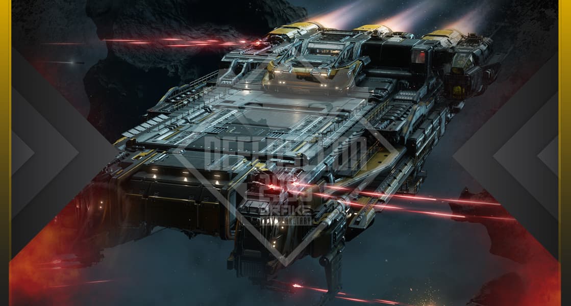 DefenseCon 2956 Drake Interplanetary banner featuring ship reveal artwork
